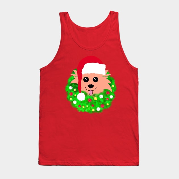 Christmas Dog with Green Wreath Tank Top by Designs_by_KC